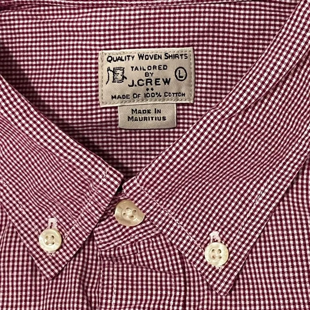 J Crew Mens Large Long sleeve Button Down Shirt Classic Red Gingham Check
